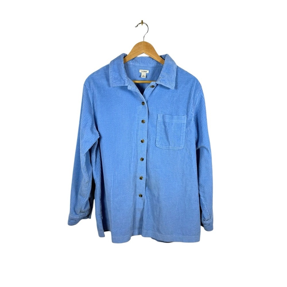 Vintage L.L. Bean Women’s Corduroy Shacket Button Down in Blue Size L